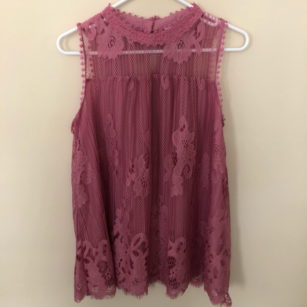 Pink Lace Tank Top